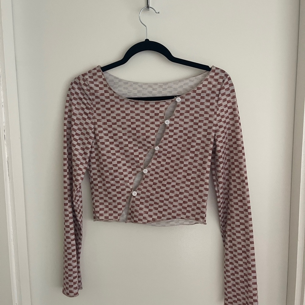 printed asymmetrical crop top